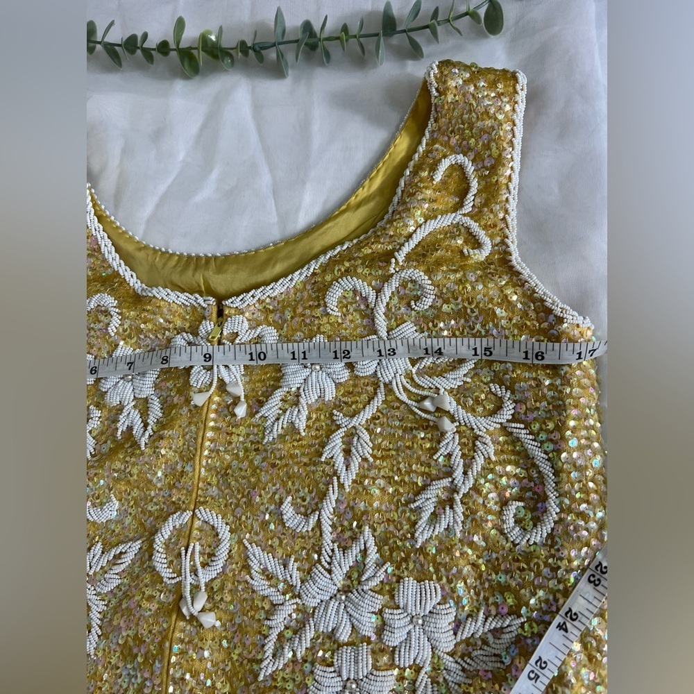Vintage Stephen Chu Beaded Sweater Factory lined sequin sleeveless top lavish S - Picture 11 of 13